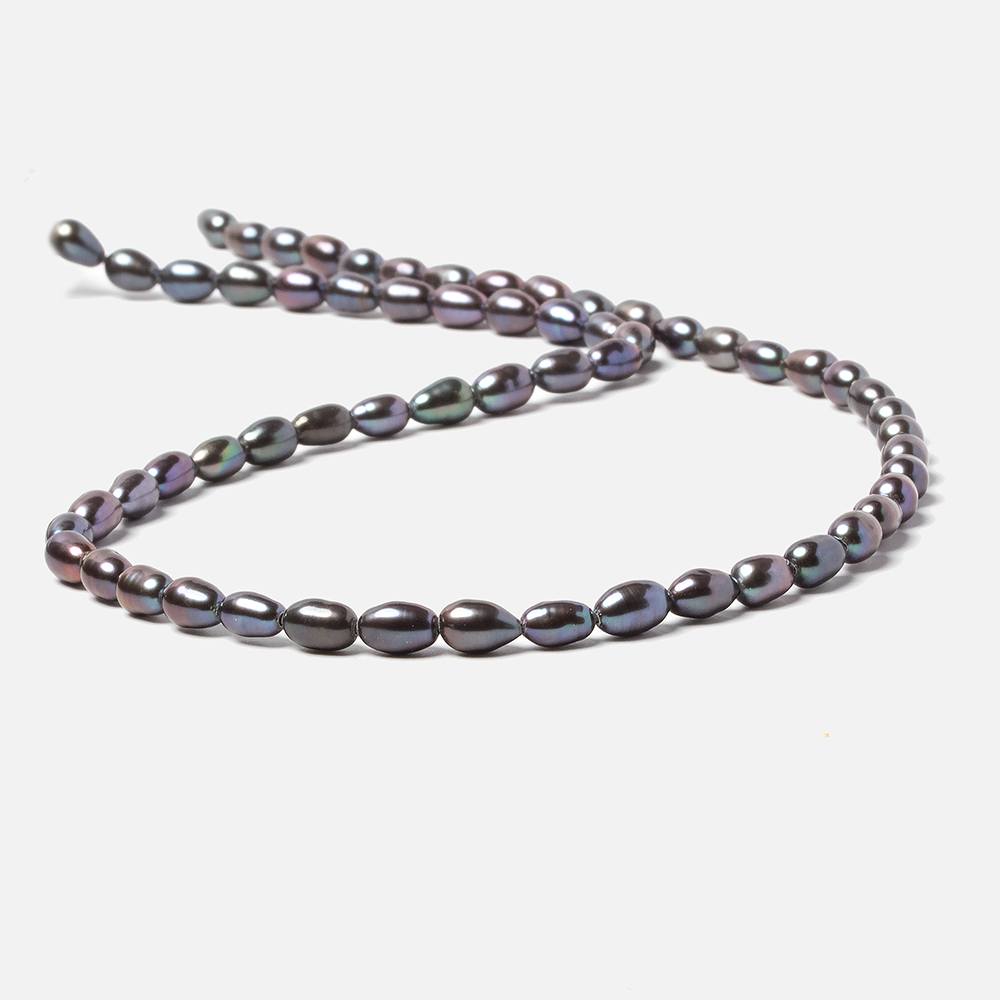 5x4-7x4mm Grey Peacock straight drilled oval pearls 15.5 inch 57 pieces - Beadsofcambay.com