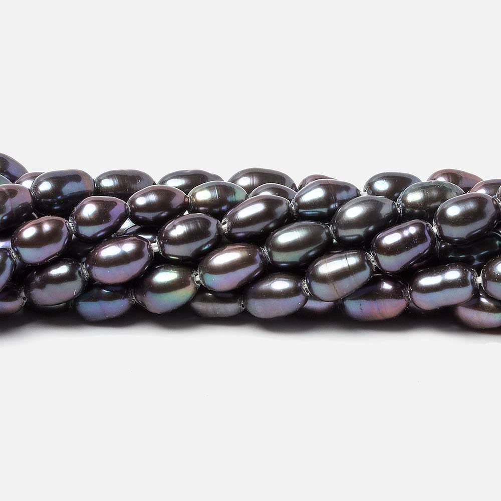 5x4-7x4mm Grey Peacock straight drilled oval pearls 15.5 inch 57 pieces - Beadsofcambay.com