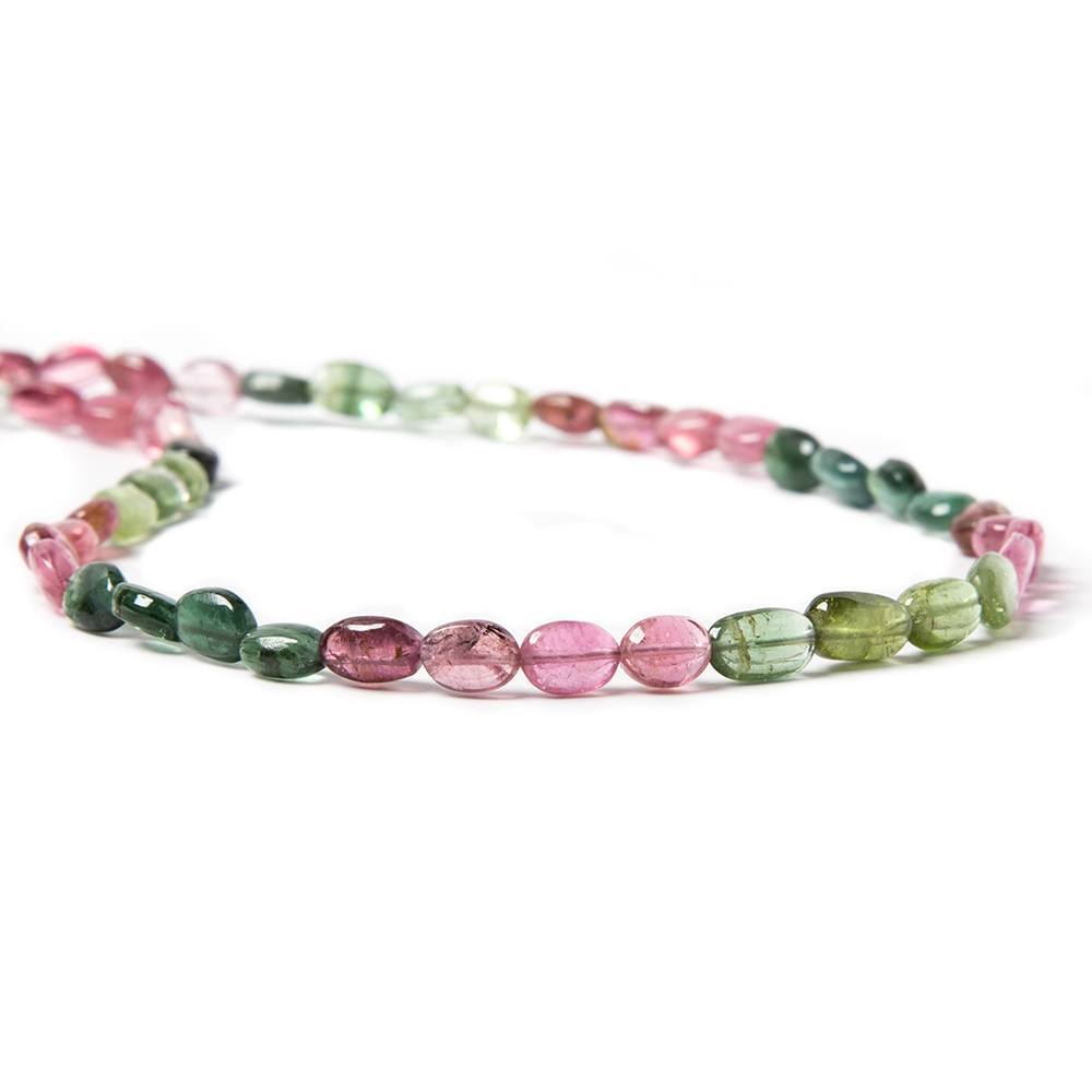 5x4-7x4mm Multi Color Tourmaline plain oval nugget beads 14 inch 53 pcs - Beadsofcambay.com