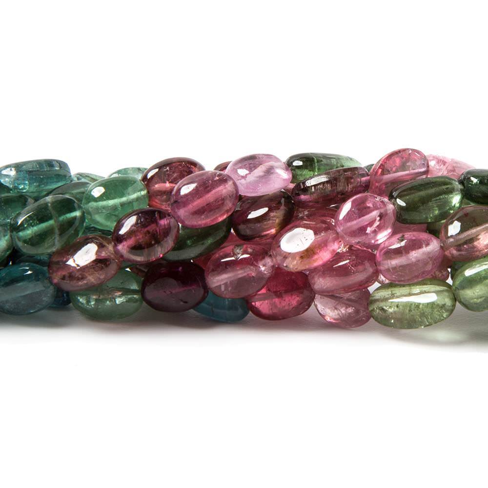 5x4-7x4mm Multi Color Tourmaline plain oval nugget beads 14 inch 53 pcs - Beadsofcambay.com