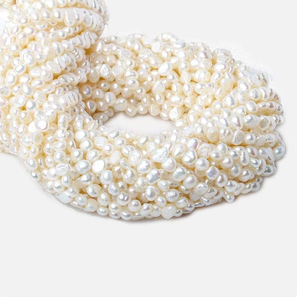 5x4-7x4mm Off White Baroque Freshwater Pearl 14 inch 80 pcs - Beadsofcambay.com