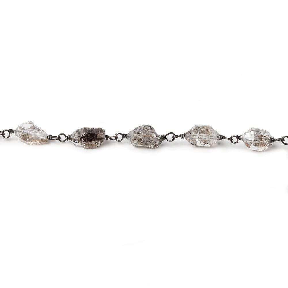5x4-7x5mm Double Terminated Quartz Crystal Black Gold plated Chain by the foot - Beadsofcambay.com
