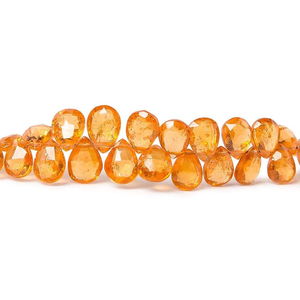 5x4-7x5mm Mandarin Garnet Faceted Pear Beads 8 inch 81 pieces - Beadsofcambay.com