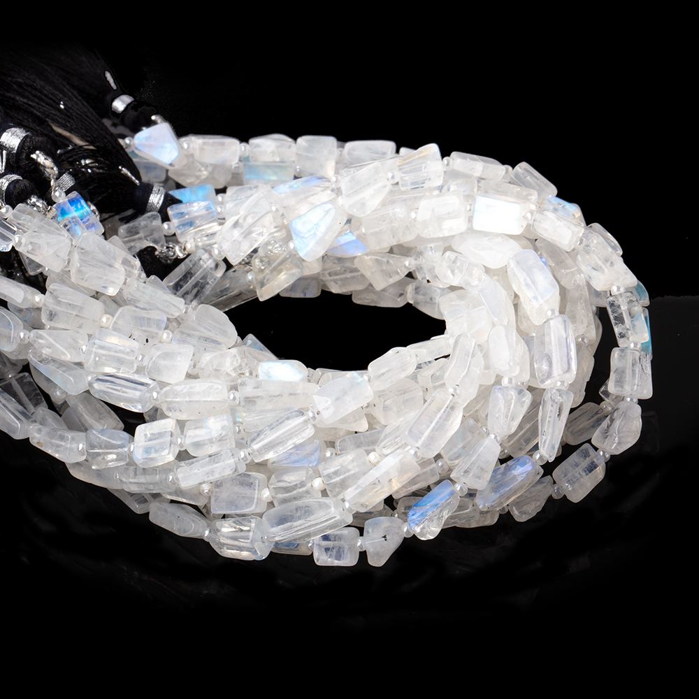 5x4-7x5mm Rainbow Moonstone Plain Nugget Beads 7.5 inch 17 pieces AA - Beadsofcambay.com