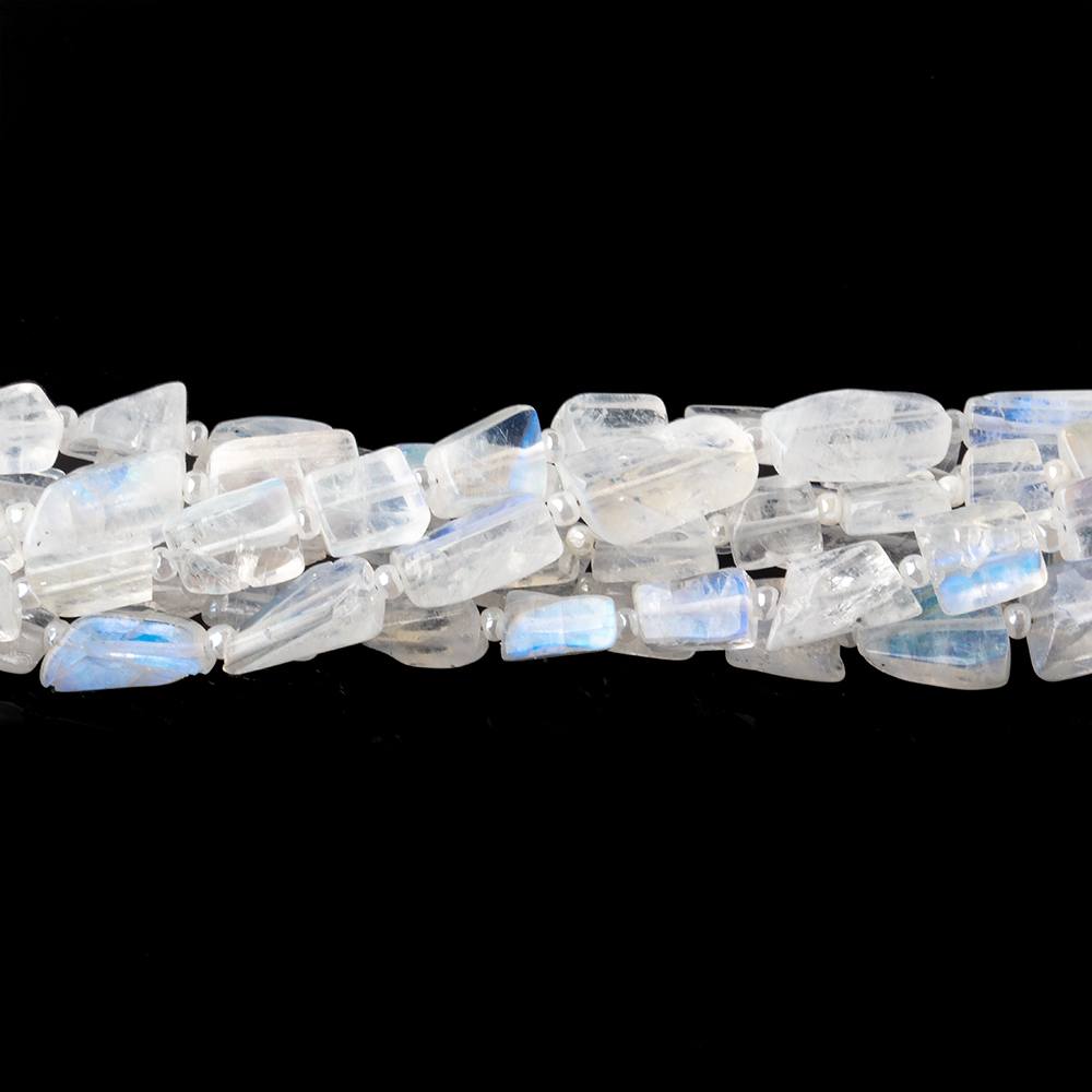 BeadsofCambay 5x4-7x5mm Rainbow Moonstone Plain Nugget Beads 7.5 inch 17 pieces AA