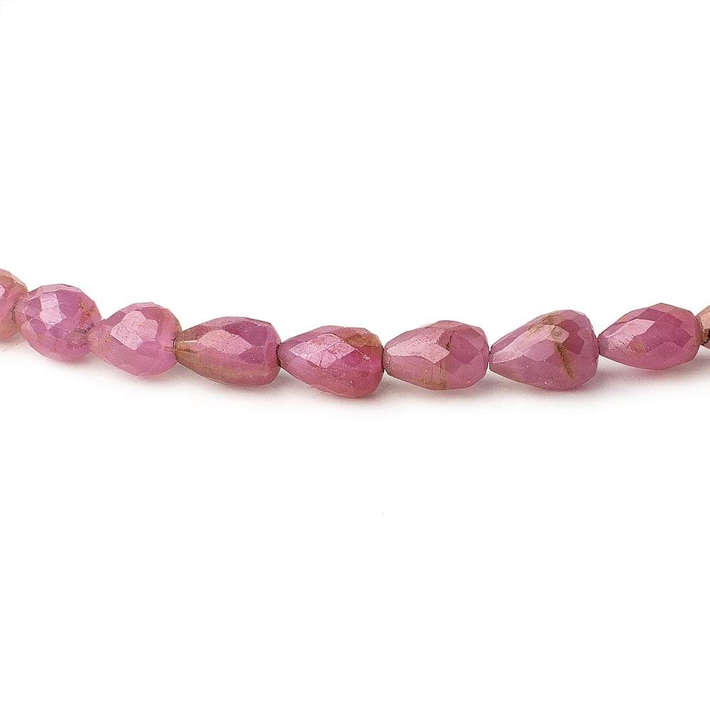 5x4-7x5mm Ruby Straight drilled Tear Drop Beads 12 inch 49 pieces - Beadsofcambay.com