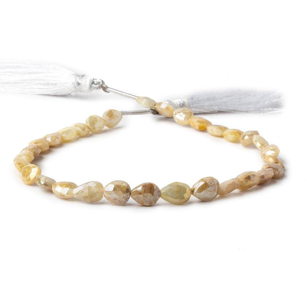 5x4-7x5mm Yellow Mystic Sapphire Faceted Pear Beads 7.5 inch 28 pieces - Beadsofcambay.com