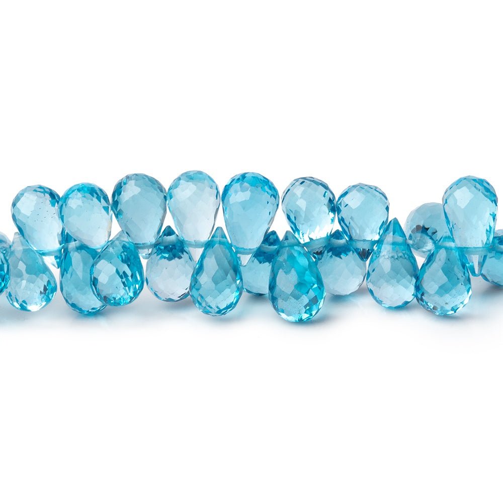 5x4-8x4.5mm Swiss Blue Topaz Faceted Tear Drop Beads 7.5 inch 96 pieces AAA - Beadsofcambay.com