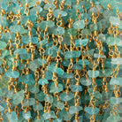 5x4-8x4mm Matte Pool Blue Apatite Chips Gold plated Chain by the foot 35 pieces - Beadsofcambay.com