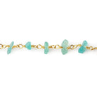 5x4-8x4mm Matte Pool Blue Apatite Chips Gold plated Chain by the foot 35 pieces - Beadsofcambay.com