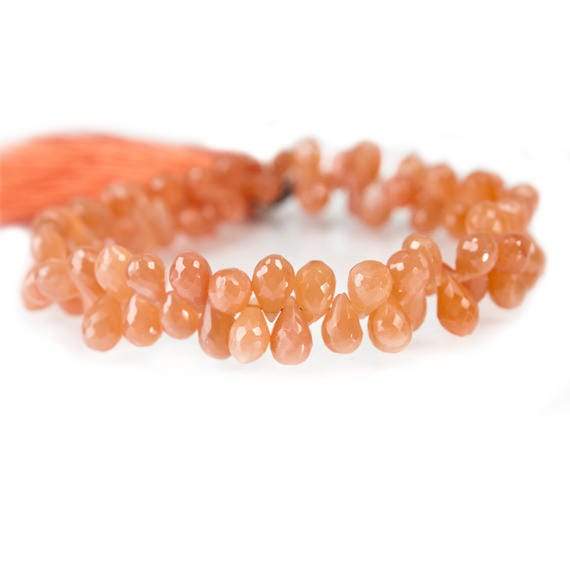 5x4-8x5mm Dark Angel Skin Moonstone Faceted Tear Drop Beads 8 inch 81 pieces - Beadsofcambay.com