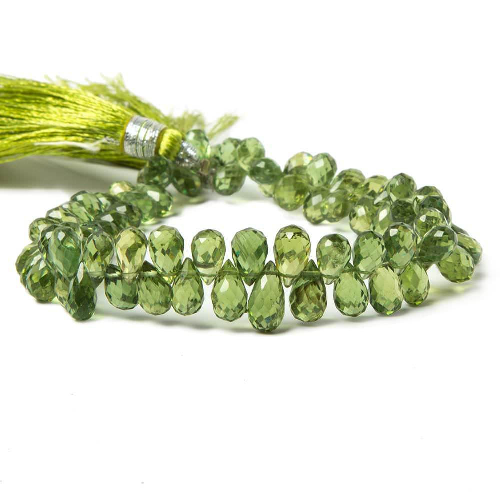 5x4-8x5mm Green Apatite faceted tear drop briolettes 7.75 inch 75 beads - Beadsofcambay.com