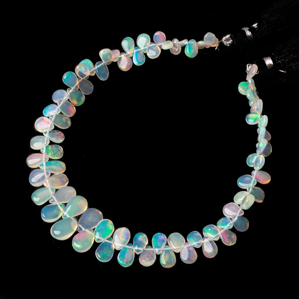 5x4-8x6mm Ethiopian Opal Plain Pears 8 inch 76 beads - Beadsofcambay.com