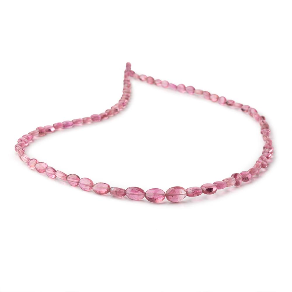 5x4-8x6mm Pink Tourmaline Plain Oval Beads 18 inch 81 pieces AAA - Beadsofcambay.com