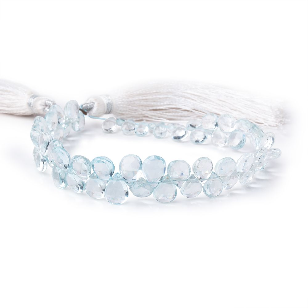 5x4-8x6mm Sky Blue Topaz Faceted Hearts and Pears 8 inch 58 Beads AA - Beadsofcambay.com