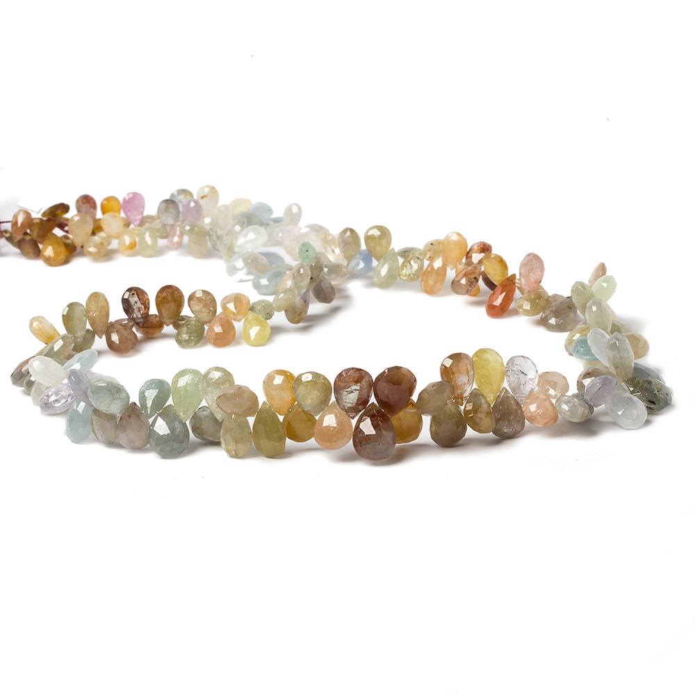 5x4-9x6mm Fancy Sapphire faceted pear beads 18.5 inch 182 pieces - Beadsofcambay.com