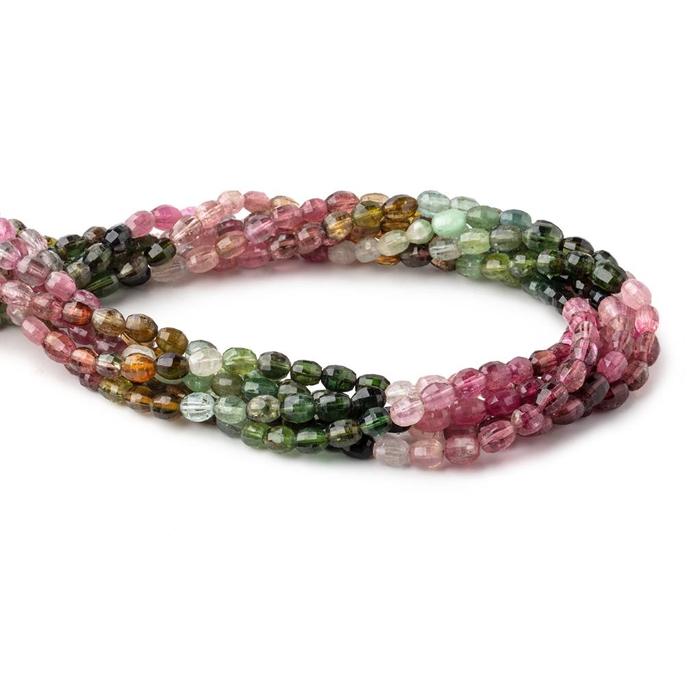 5x4.5-7x5mm Multi Color Tourmaline Faceted Oval Beads 13.5 inch 57 pieces - Beadsofcambay.com