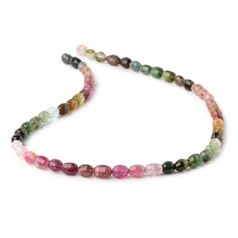 5x4.5-7x5mm Multi Color Tourmaline Faceted Oval Beads 13.5 inch 57 pieces - Beadsofcambay.com