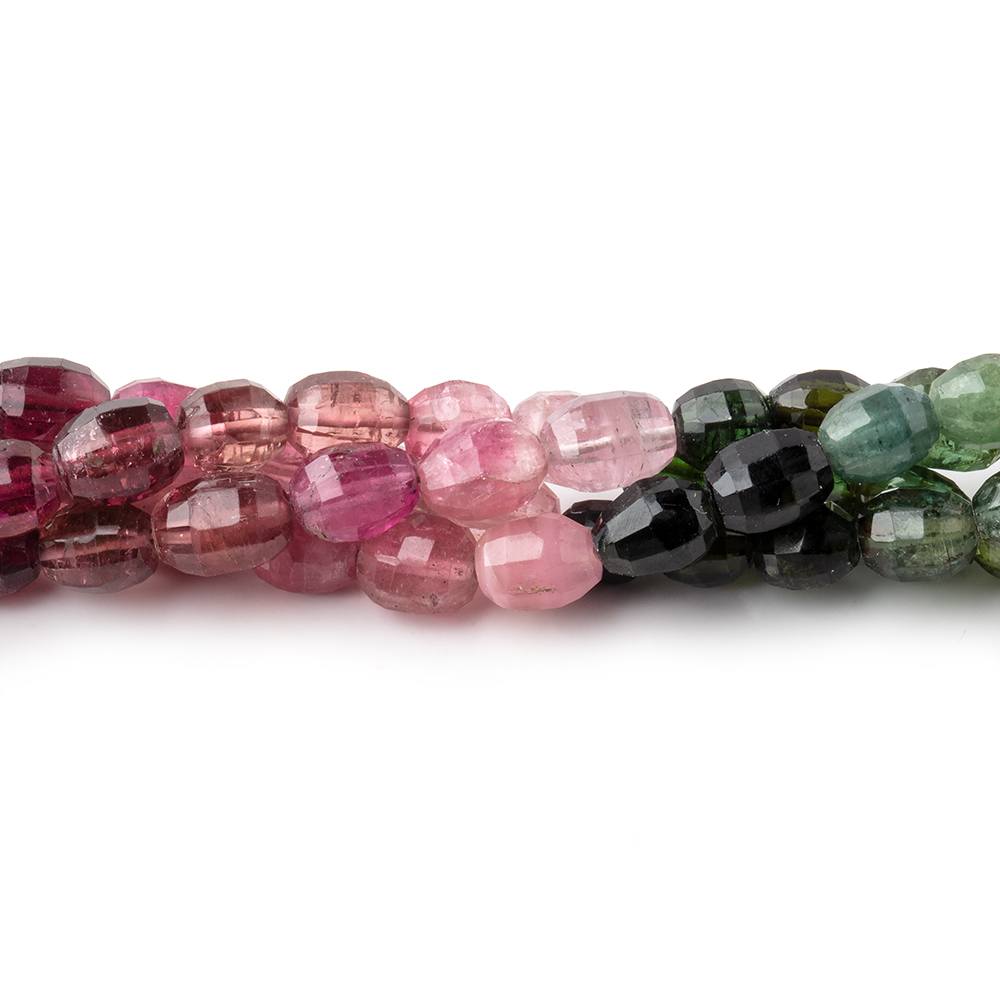 5x4.5-7x5mm Multi Color Tourmaline Faceted Oval Beads 13.5 inch 57 pieces - Beadsofcambay.com