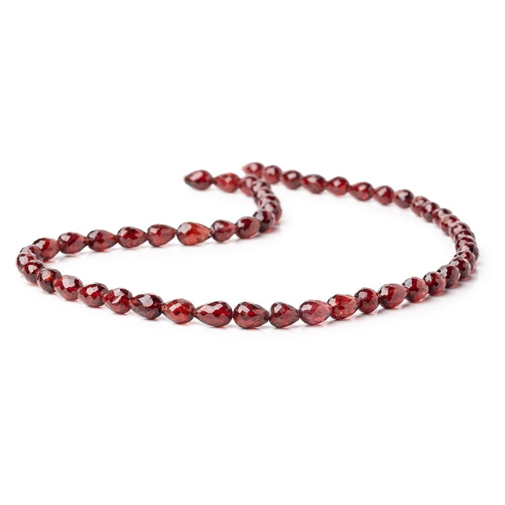 5x4.5-7x6mm Mozambique Garnet Straight Drilled Tear Drops 15.5 inch 49 beads - Beadsofcambay.com