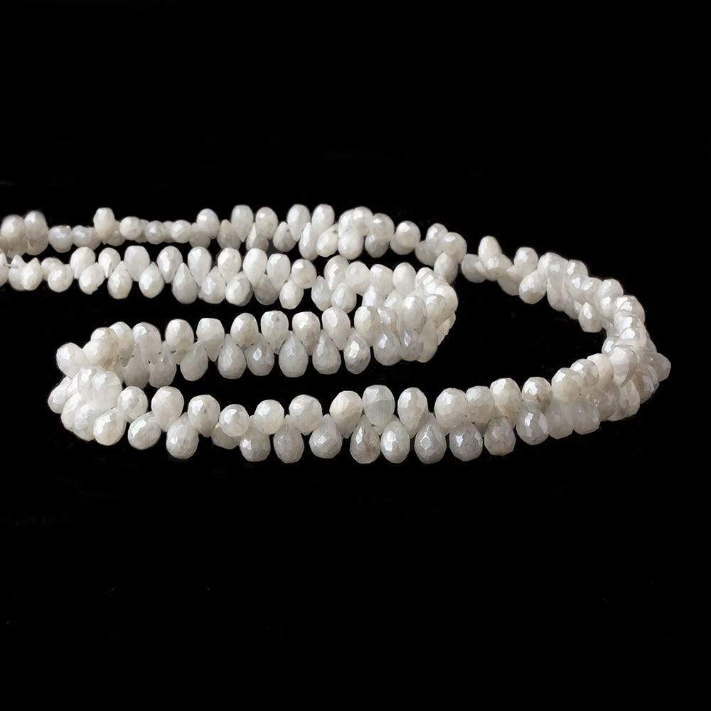 5x4mm - 7x4mm Silverite White Sapphire faceted tear drops 16 inch 183 beads A - Beadsofcambay.com