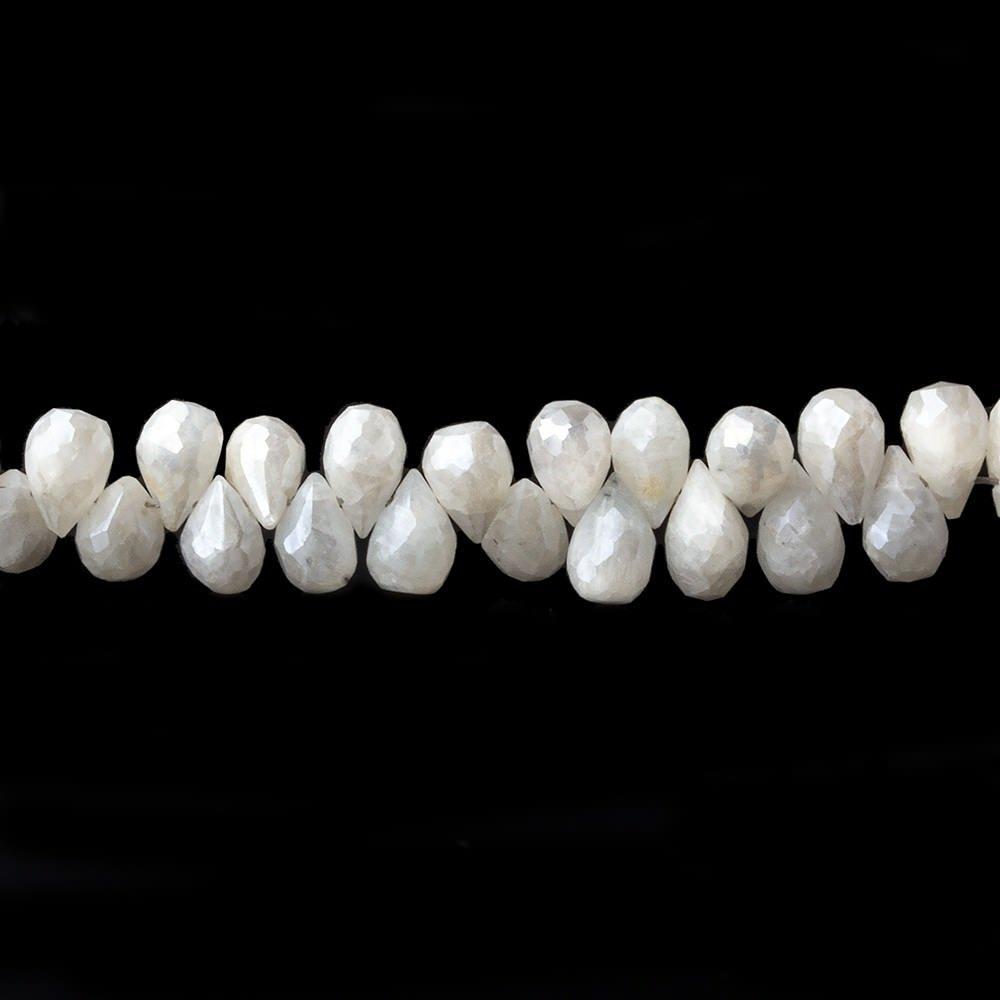 5x4mm - 7x4mm Silverite White Sapphire faceted tear drops 16 inch 183 beads A - Beadsofcambay.com
