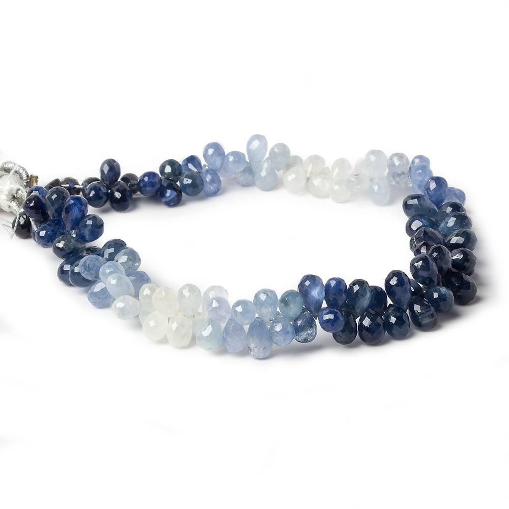 5x4mm Blue and White Sapphire Tear Drop Beads 8 inch 117 pieces - Beadsofcambay.com
