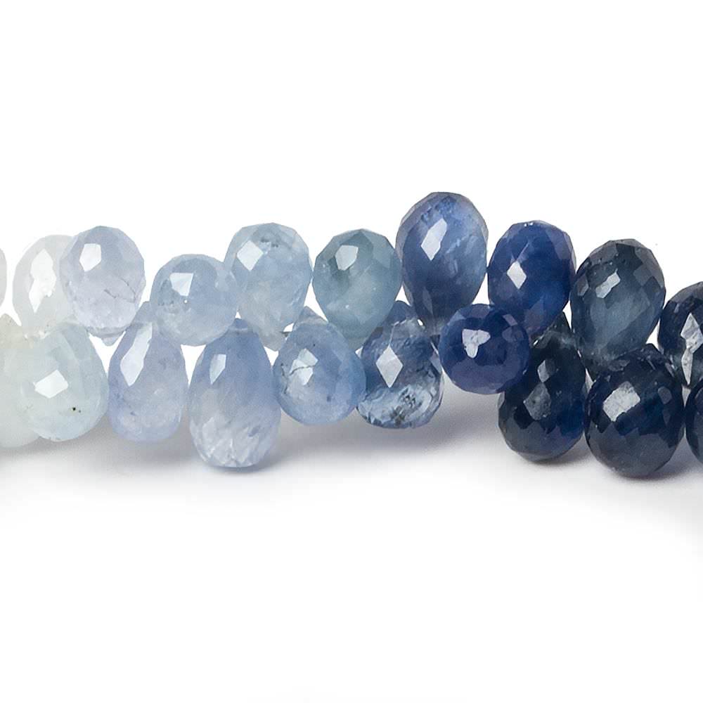 5x4mm Blue and White Sapphire Tear Drop Beads 8 inch 117 pieces - Beadsofcambay.com