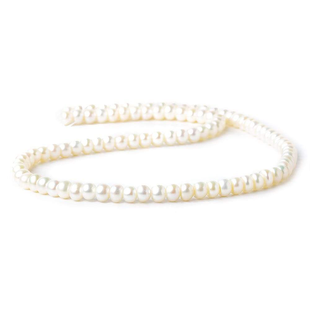 5x4mm Cream Center Drilled Button Freshwater Pearl 94 pieces - Beadsofcambay.com