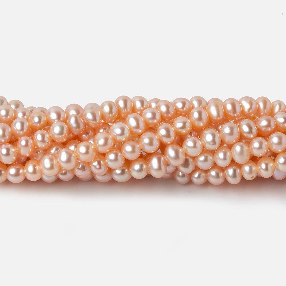 5x4mm Blush Side Drilled Off Round Freshwater Pearl 96 pieces - Beadsofcambay.com