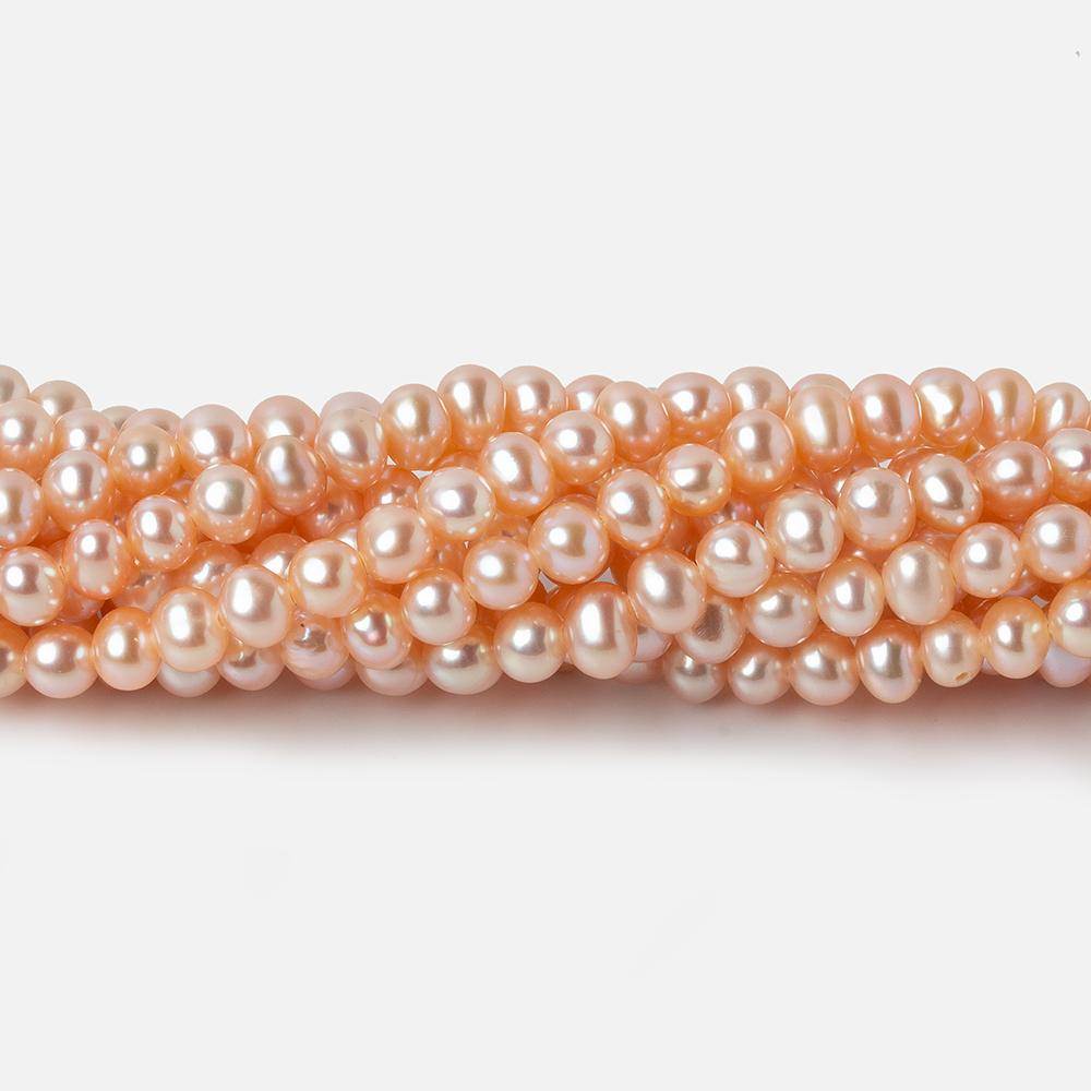 5x4mm Blush Side Drilled Off Round Freshwater Pearl 96 pieces - Beadsofcambay.com