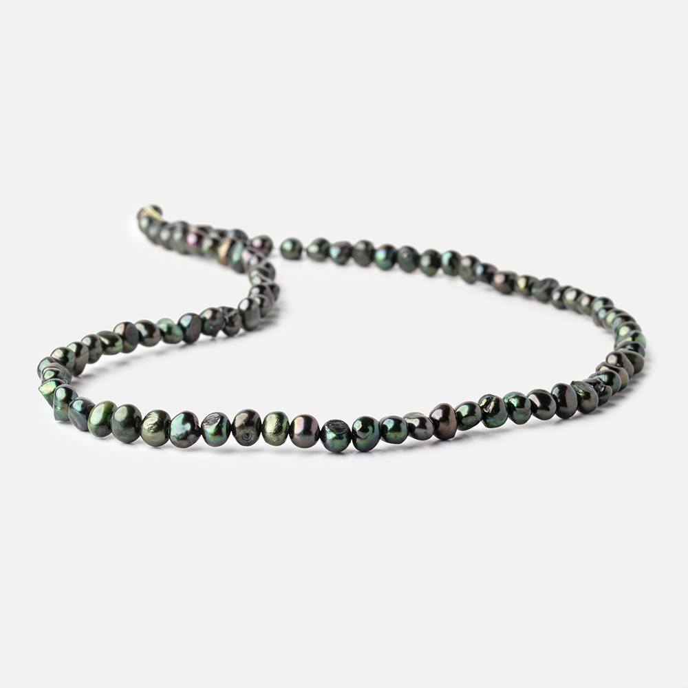 5x4mm Emerald Green Side Drilled Baroque Freshwater Pearls 16 inch 86 Beads - Beadsofcambay.com