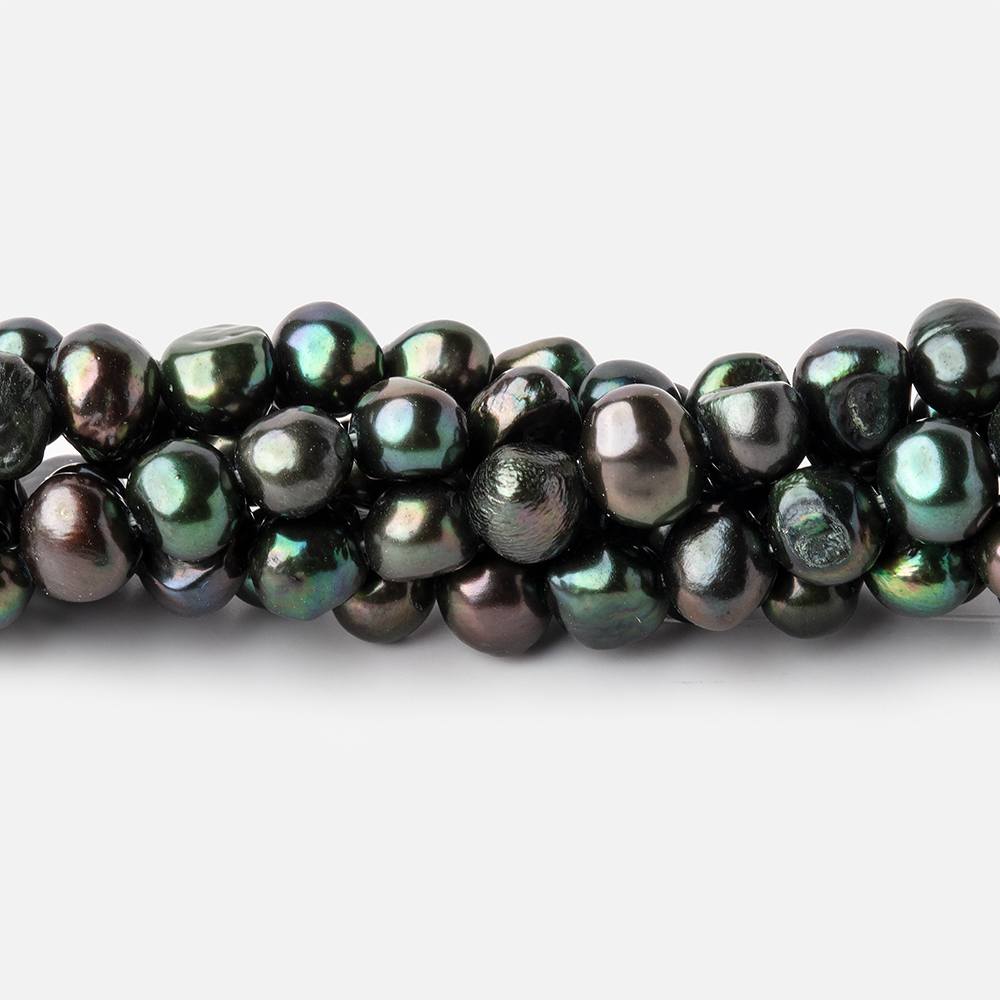 5x4mm Emerald Green Side Drilled Baroque Freshwater Pearls 16 inch 86 Beads - Beadsofcambay.com
