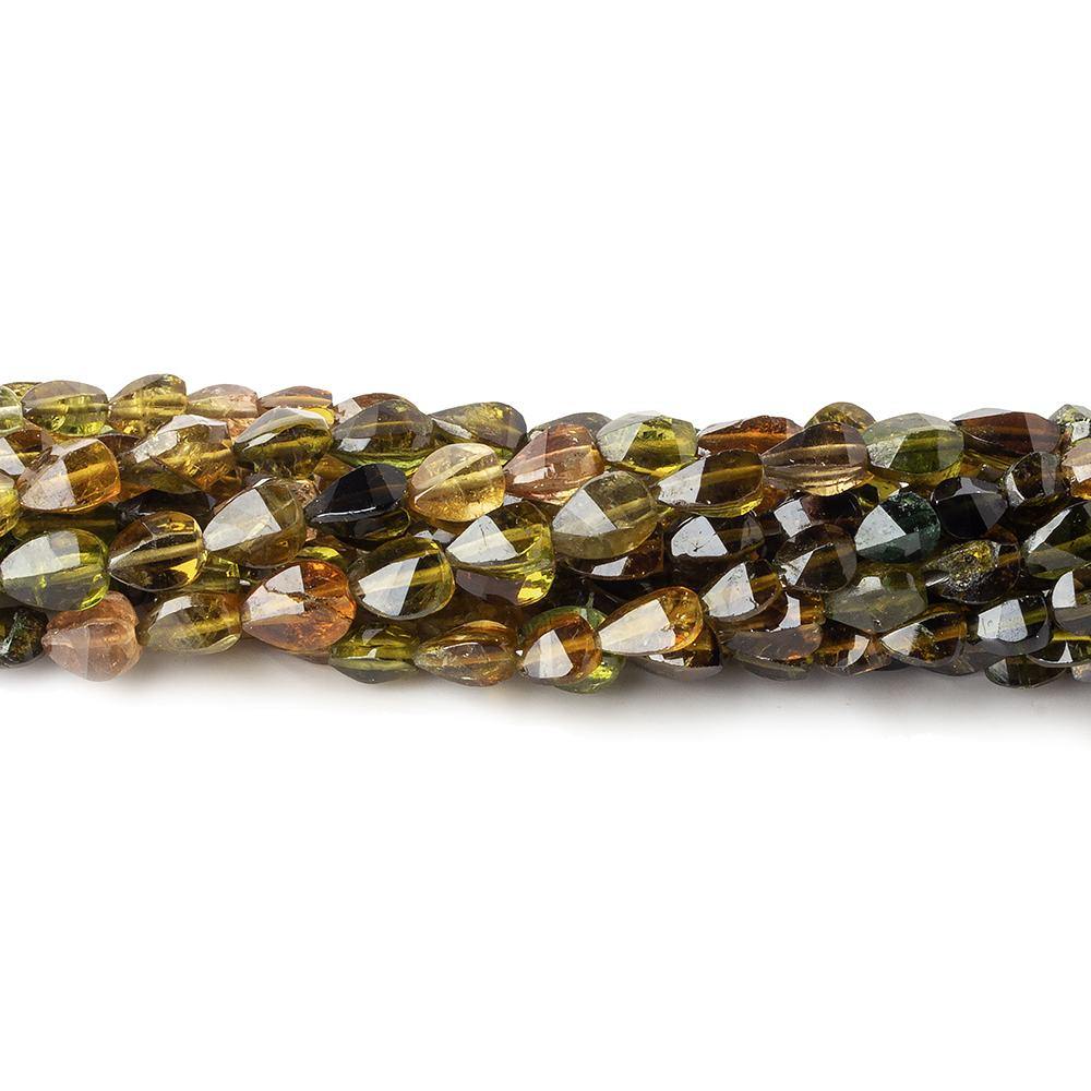 5x4mm Green and Brown Tourmaline Faceted Fancy Beads 80 beads 15 inch - Beadsofcambay.com