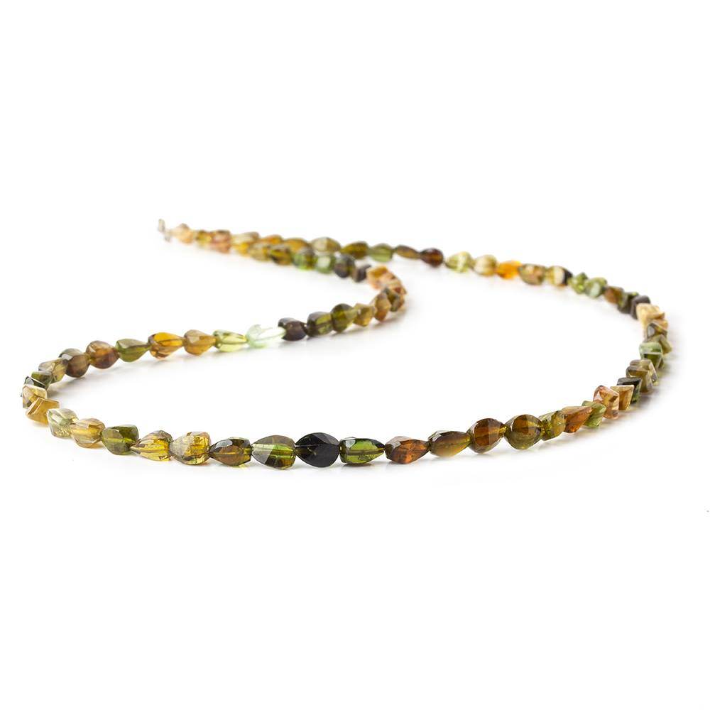 5x4mm Green and Brown Tourmaline Faceted Fancy Beads 80 beads 15 inch - Beadsofcambay.com