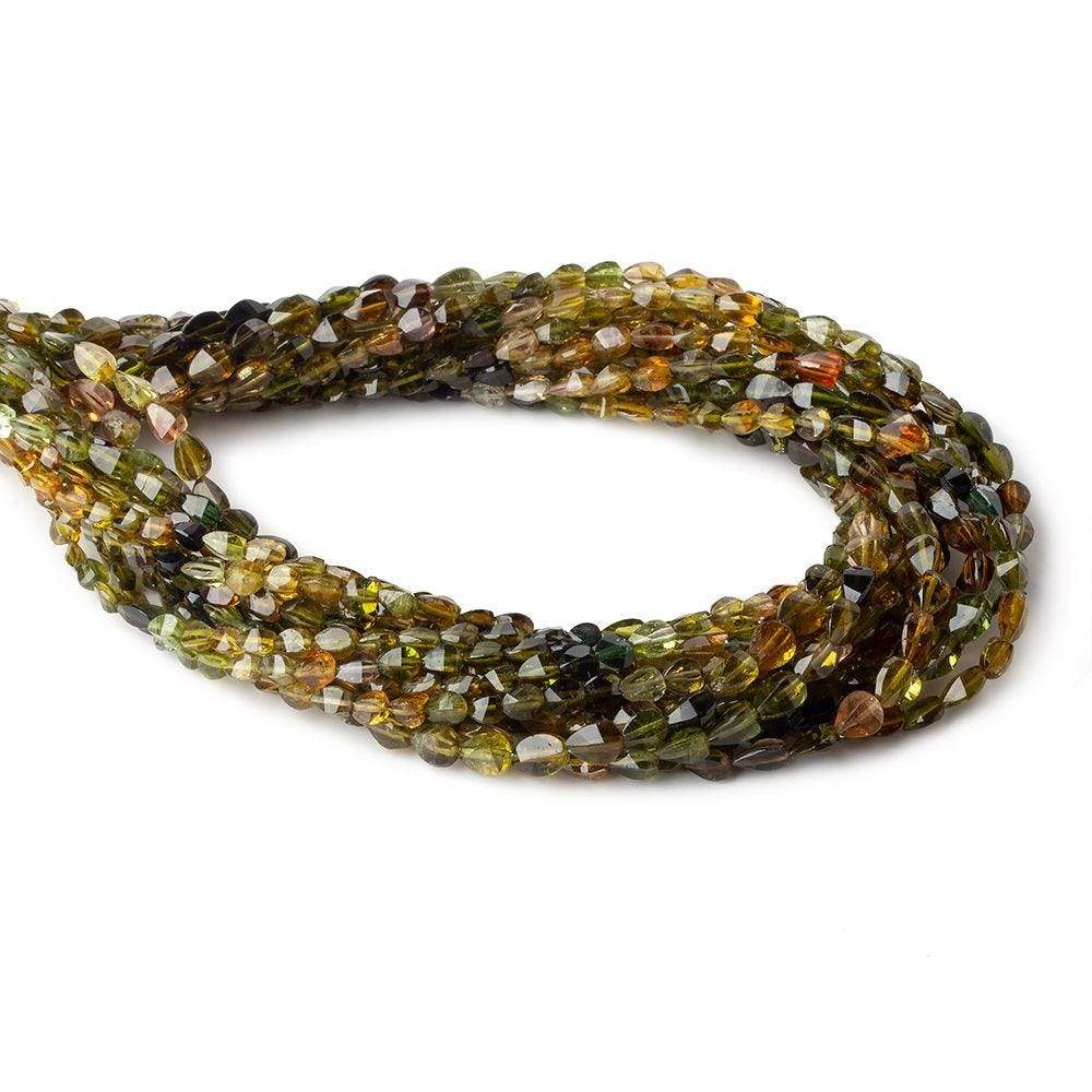 5x4mm Green and Brown Tourmaline Faceted Fancy Beads 80 beads 15 inch - Beadsofcambay.com