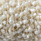 5x4mm Off White Baroque Freshwater Pearl on Silver plated Chain by the foot - Beadsofcambay.com