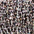 5x4mm Peacock Baroque Freshwater Pearl on Silver plated Chain by the foot - Beadsofcambay.com