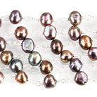 5x4mm Peacock Baroque Freshwater Pearl on Silver plated Chain by the foot - Beadsofcambay.com