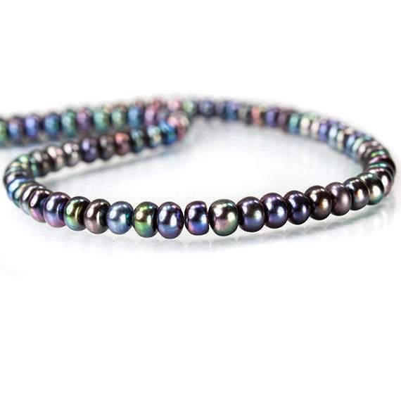 5x4mm Peacock Center Drilled Button Freshwater Pearl 102 pieces - Beadsofcambay.com