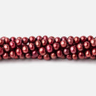 5x4mm Pomegranate Red Side Drilled Off Round Freshwater Pearl 15 inch 101 pieces - Beadsofcambay.com