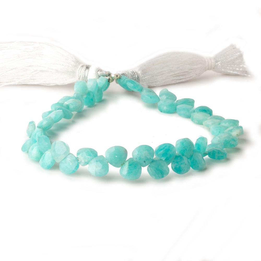 5x5-6x6mm Amazonite faceted petite heart beads 7.75 inch 50 pieces A - Beadsofcambay.com