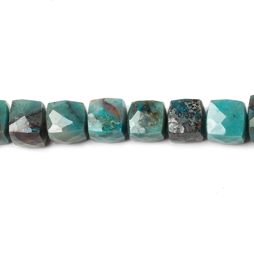 5x5-6x6mm Chrysocolla Faceted Cube Beads 8 inch 27 pieces AA - Beadsofcambay.com