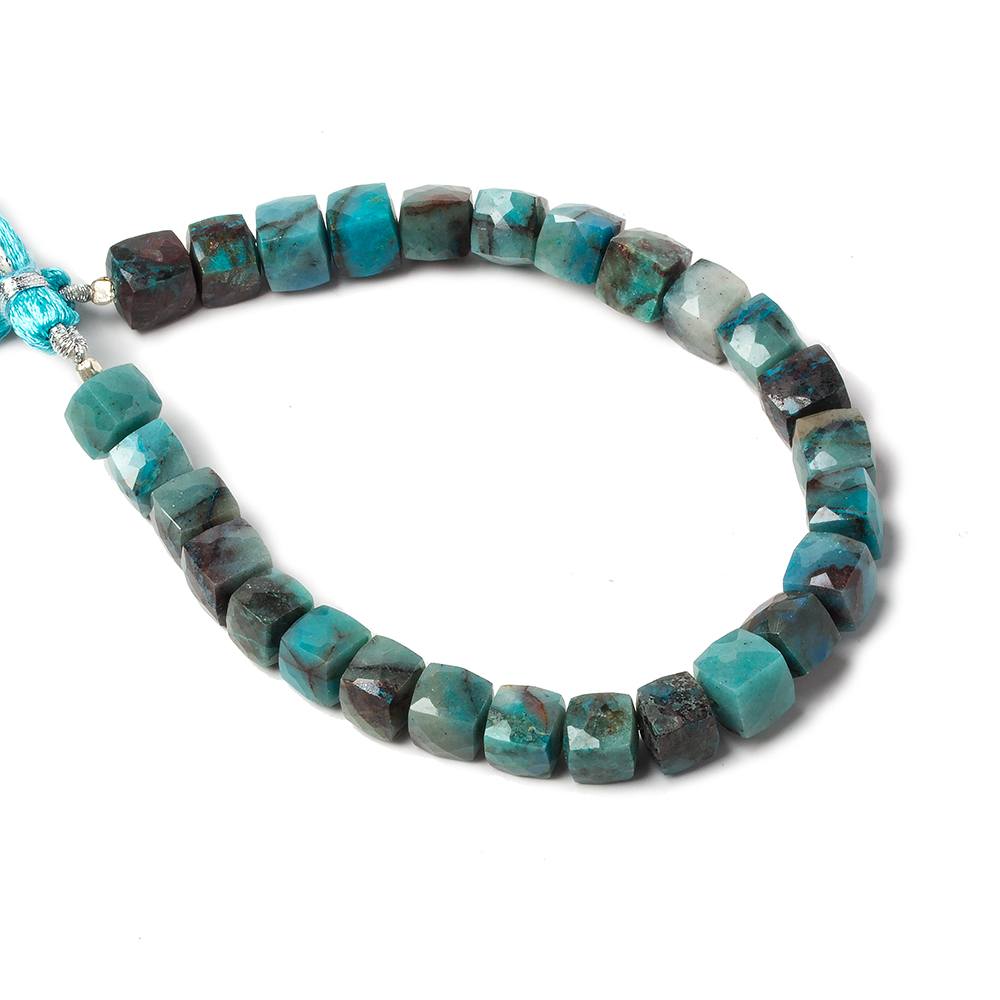 5x5-6x6mm Chrysocolla Faceted Cube Beads 8 inch 27 pieces AA - Beadsofcambay.com