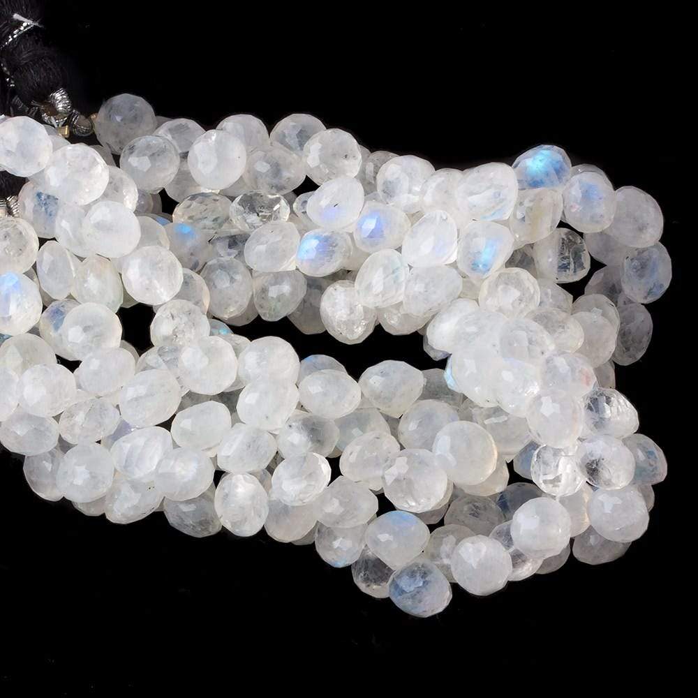 5x5-6x6mm Rainbow Moonstone faceted candy kiss beads 8 inch 54 pieces A - Beadsofcambay.com