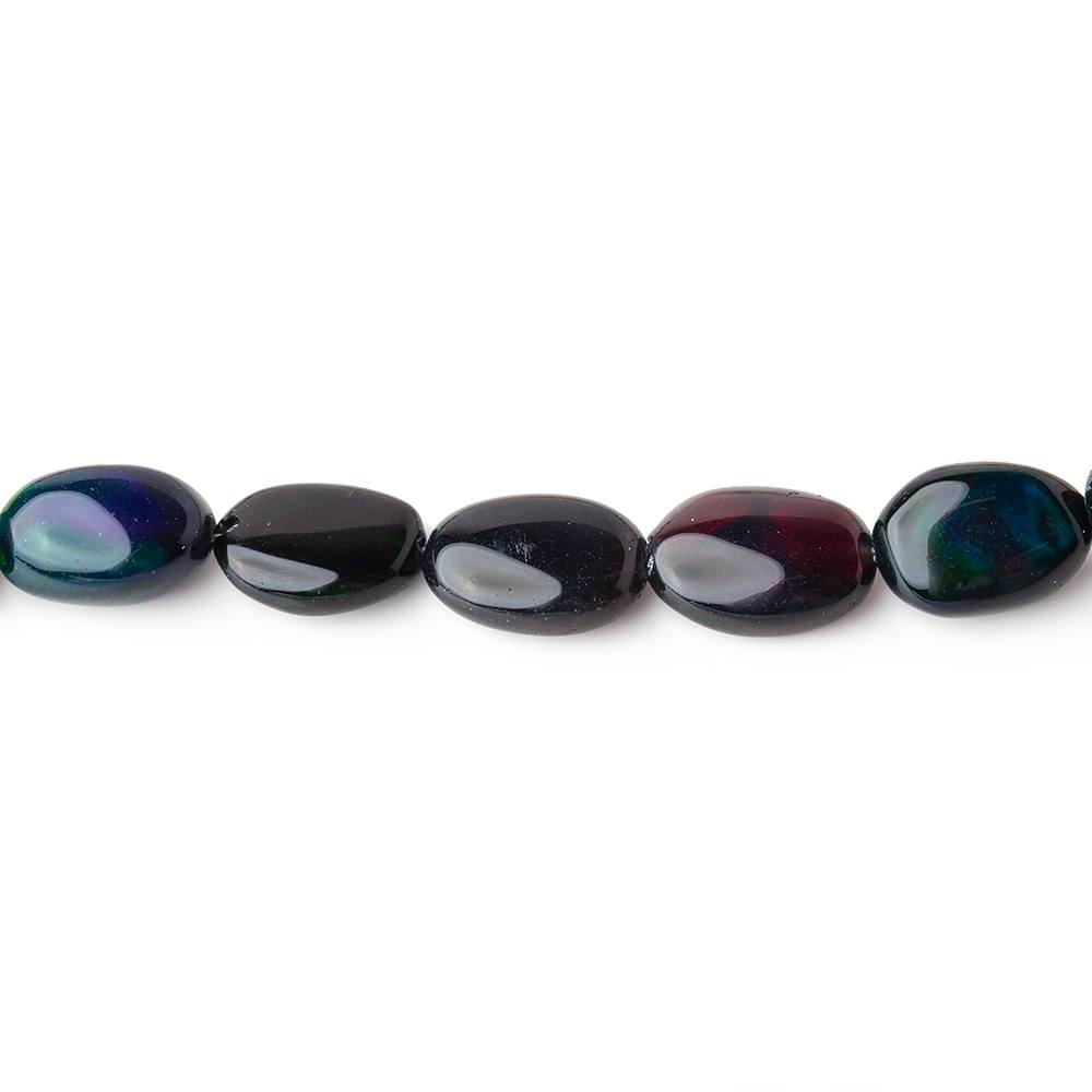 5x5-8x6mm Black Ethiopian Opal Plain Oval Beads 16 inch 60 pieces AAA - Beadsofcambay.com