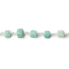 5x5-8x8mm Matte Amazonite plain cube Silver plated Chain by the foot 24 pcs - Beadsofcambay.com