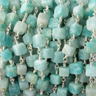 5x5-8x8mm Matte Amazonite plain cube Silver plated Chain by the foot 24 pcs - Beadsofcambay.com