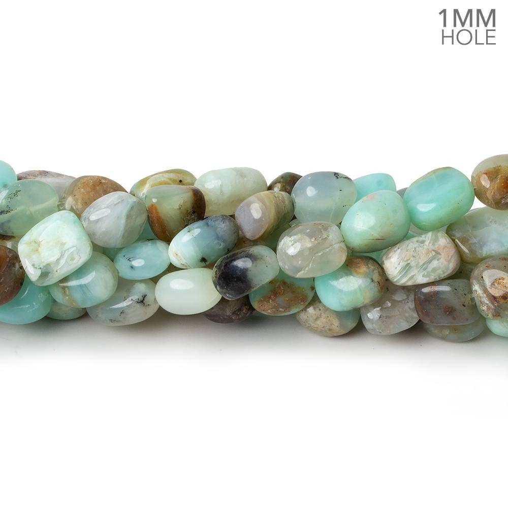5x5-9x5mm Blue Peruvian Opal plain nuggets 15 inch 49 beads 1mm drill hole - Beadsofcambay.com