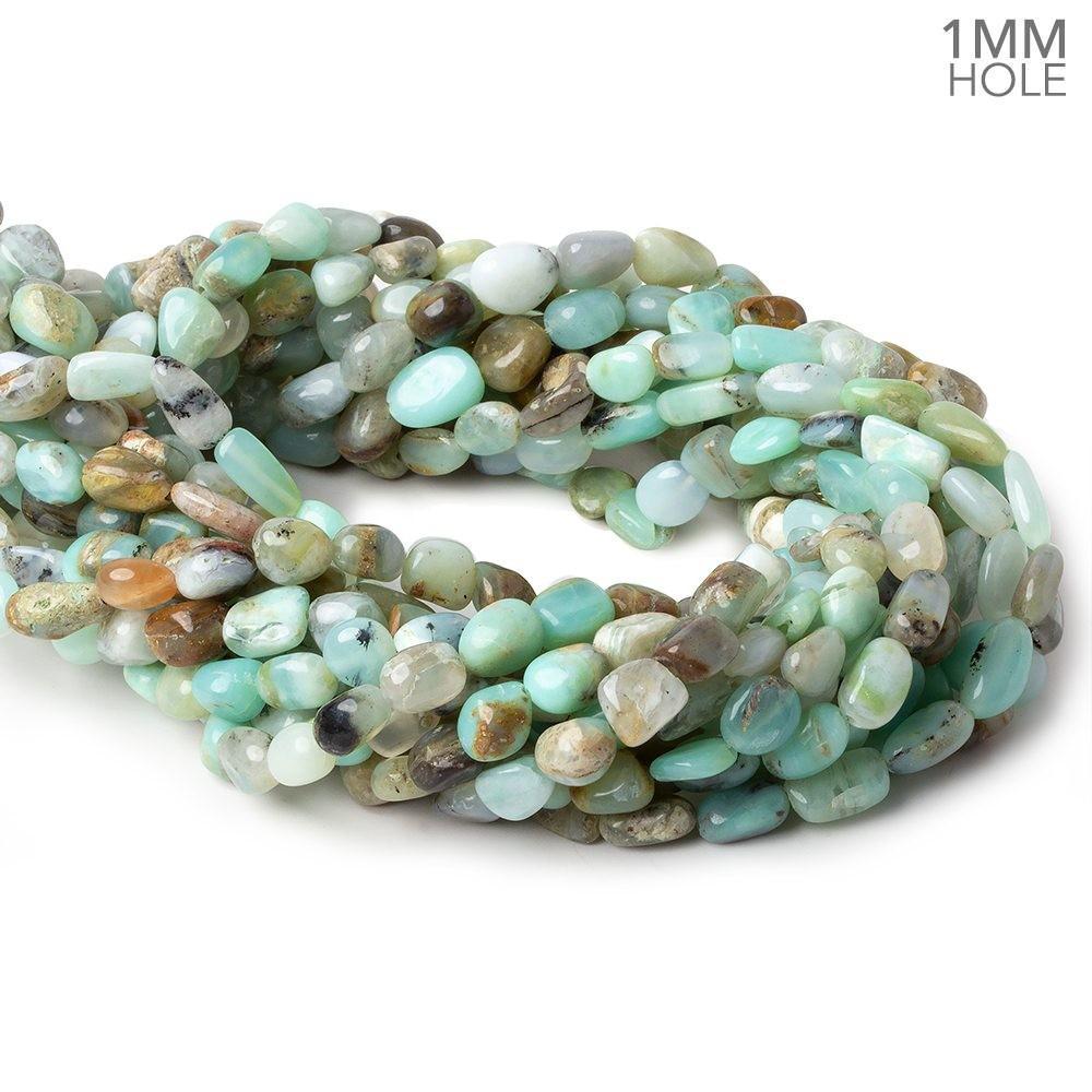 5x5-9x5mm Blue Peruvian Opal plain nuggets 15 inch 49 beads 1mm drill hole - Beadsofcambay.com